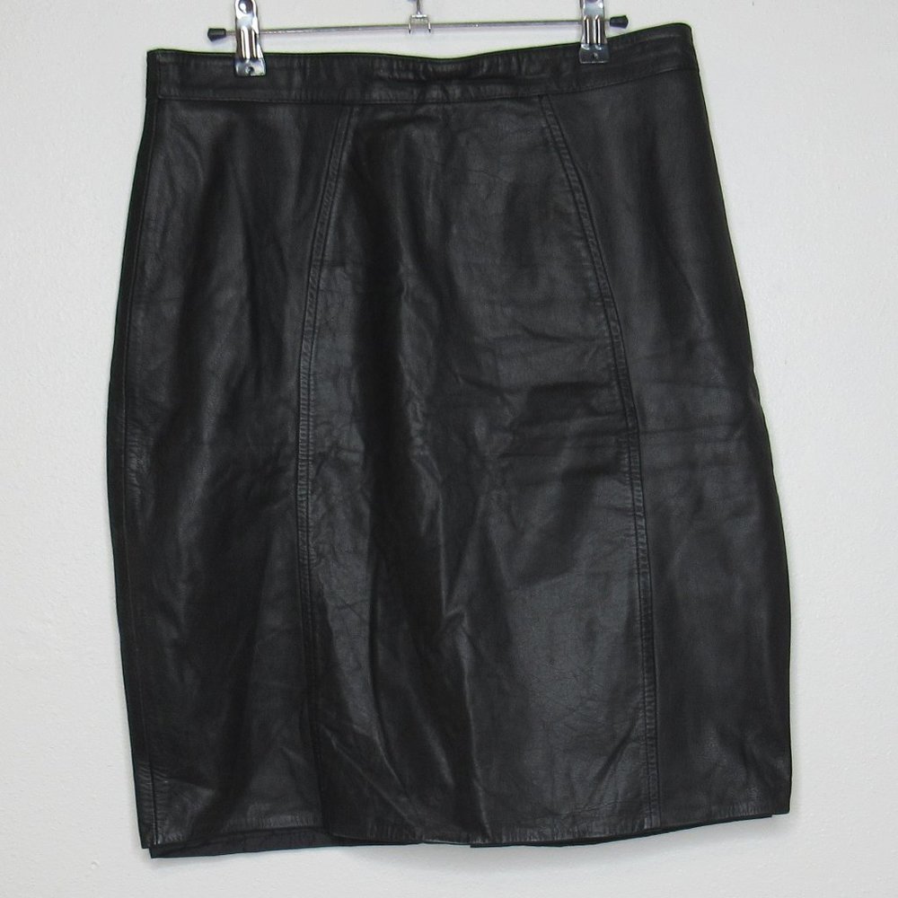 Vintage Leather Black Pencil Skirt